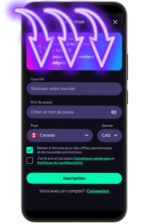 Entrer email mot de passe inscription Win Spirit casino