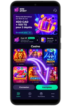 Visiter le site officiel Win Spirit casino inscription